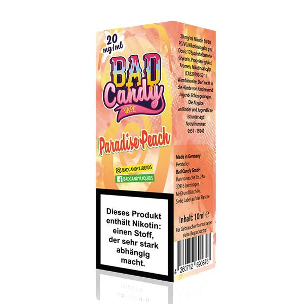 Bad Candy Nikotinsalz Liquid - Peach Paradise 10ml 