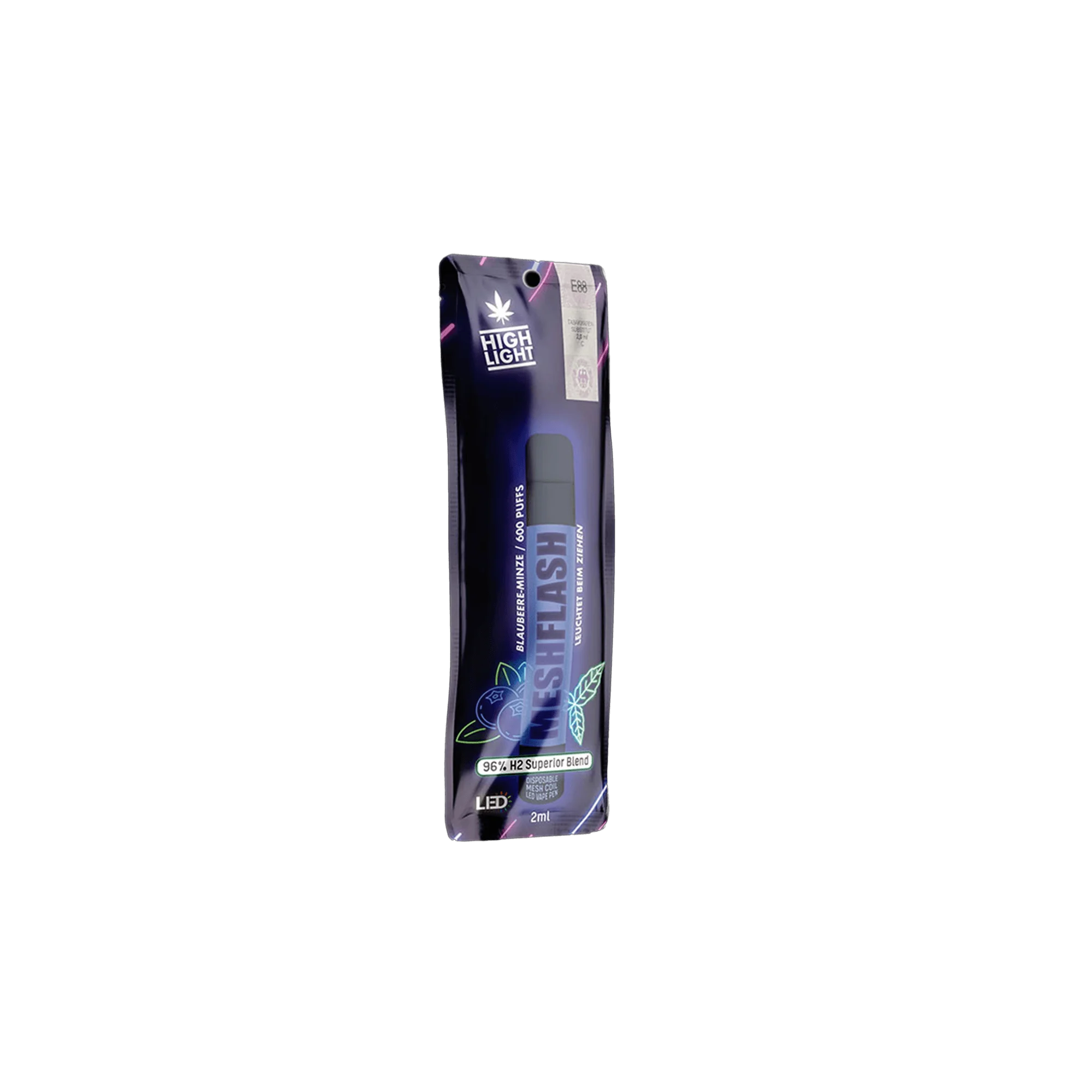 Highlight Meshflash Blaubeere Minze 0 mg H2 Superior Vape