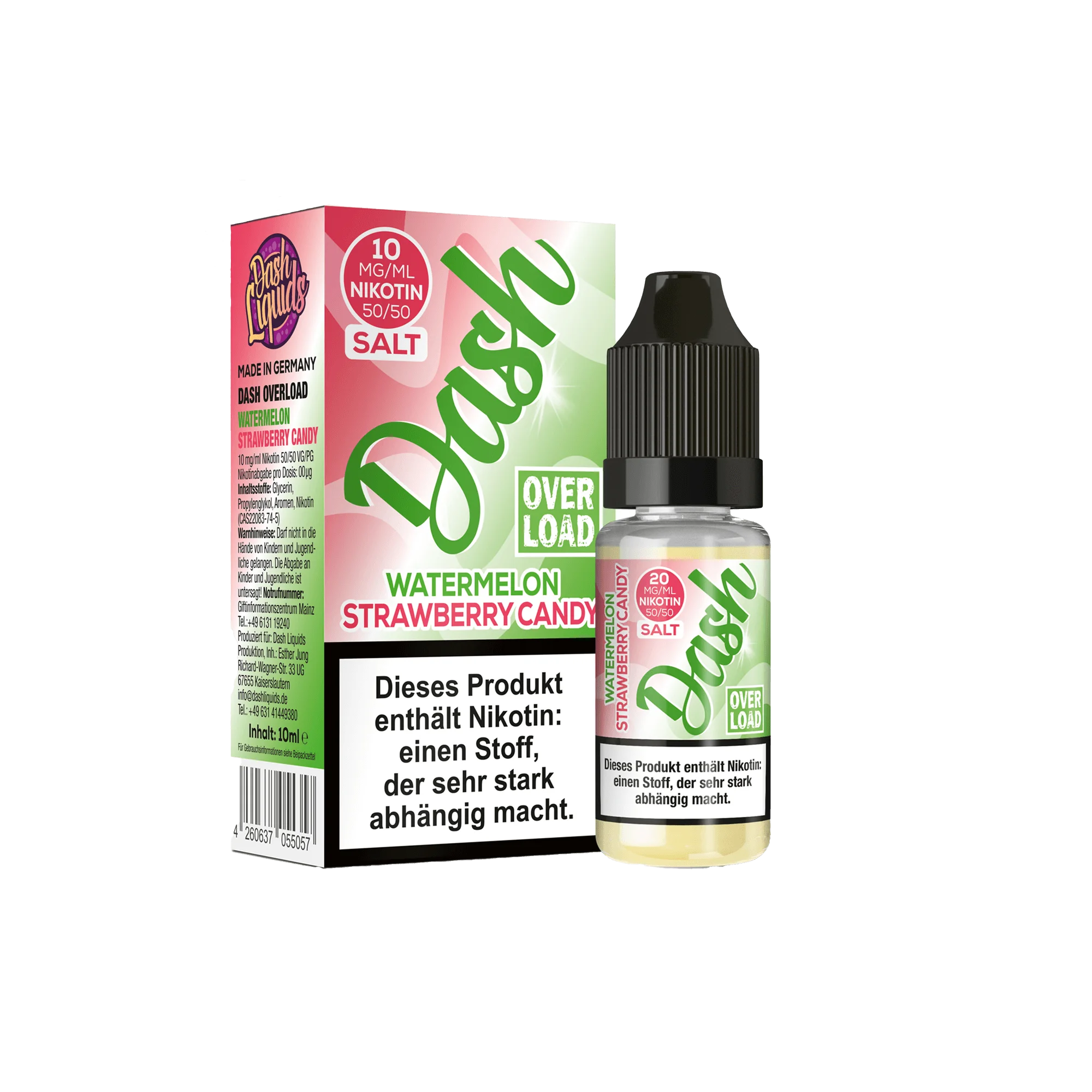 Dash Overload Watermelon Strawberry Candy 10 ml NicSalt Liquid