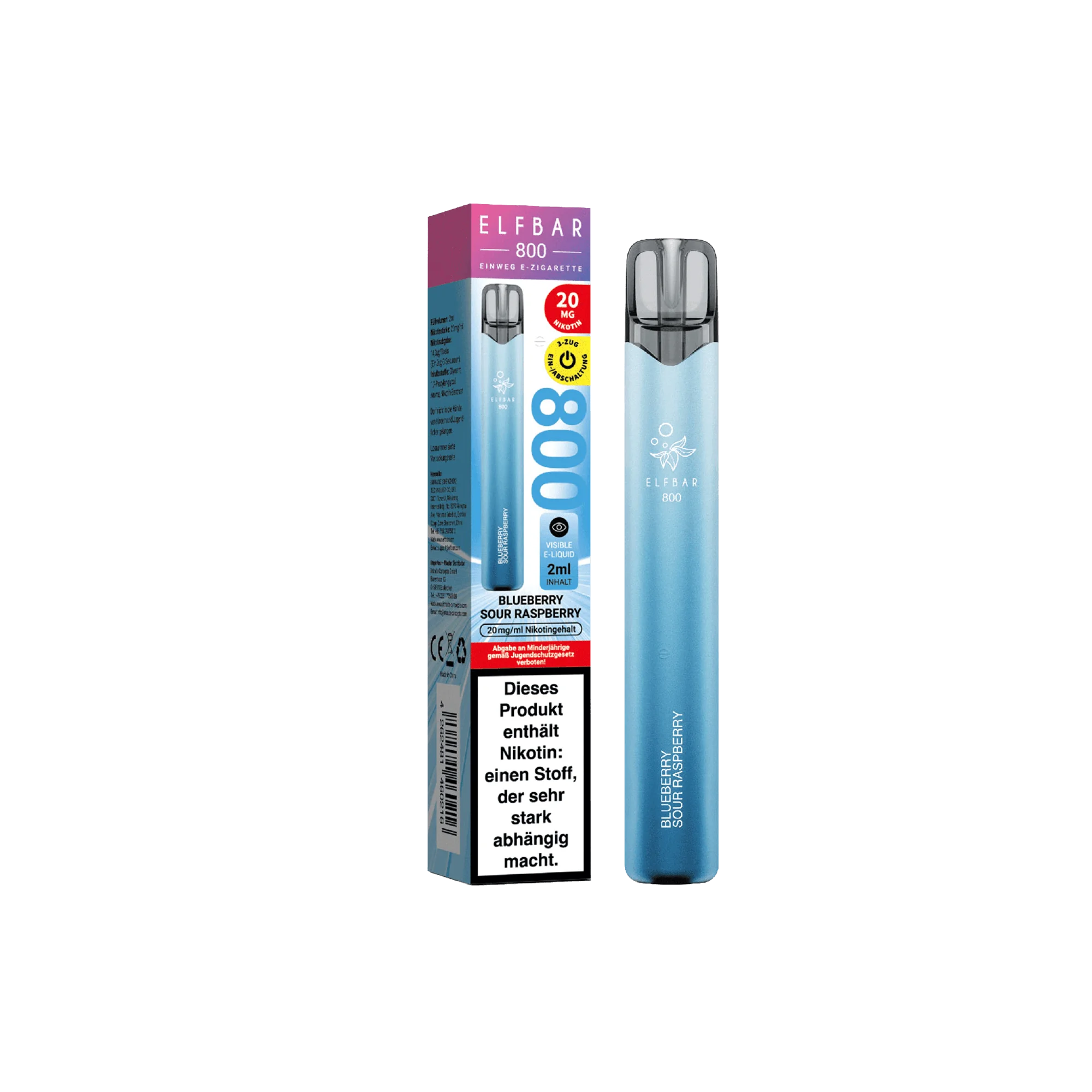 Elfbar 800 Blueberry Sour Raspberry Einweg E-Zigarette 20 mg 
