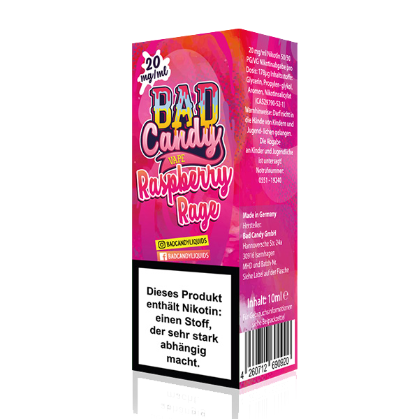 Bad Candy Nikotinsalz Liquid - Raspberry Rage 10ml 