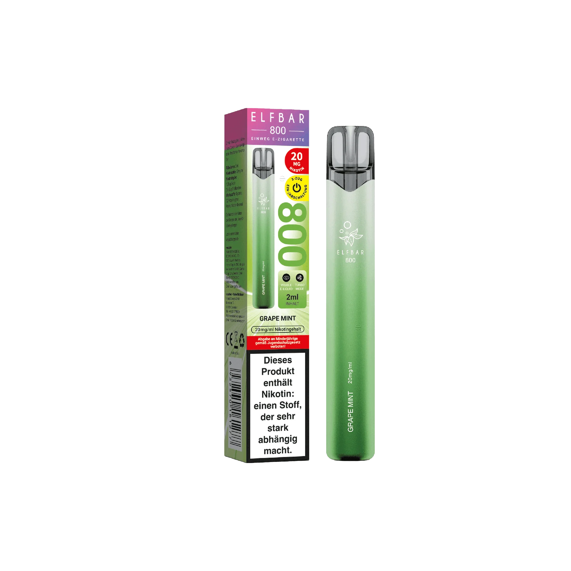 Elfbar 800 Grape Mint Einweg E-Zigarette 20 mg