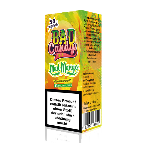 Bad Candy Nikotinsalz Liquid - Mad Mango 10ml | 20mg/ml