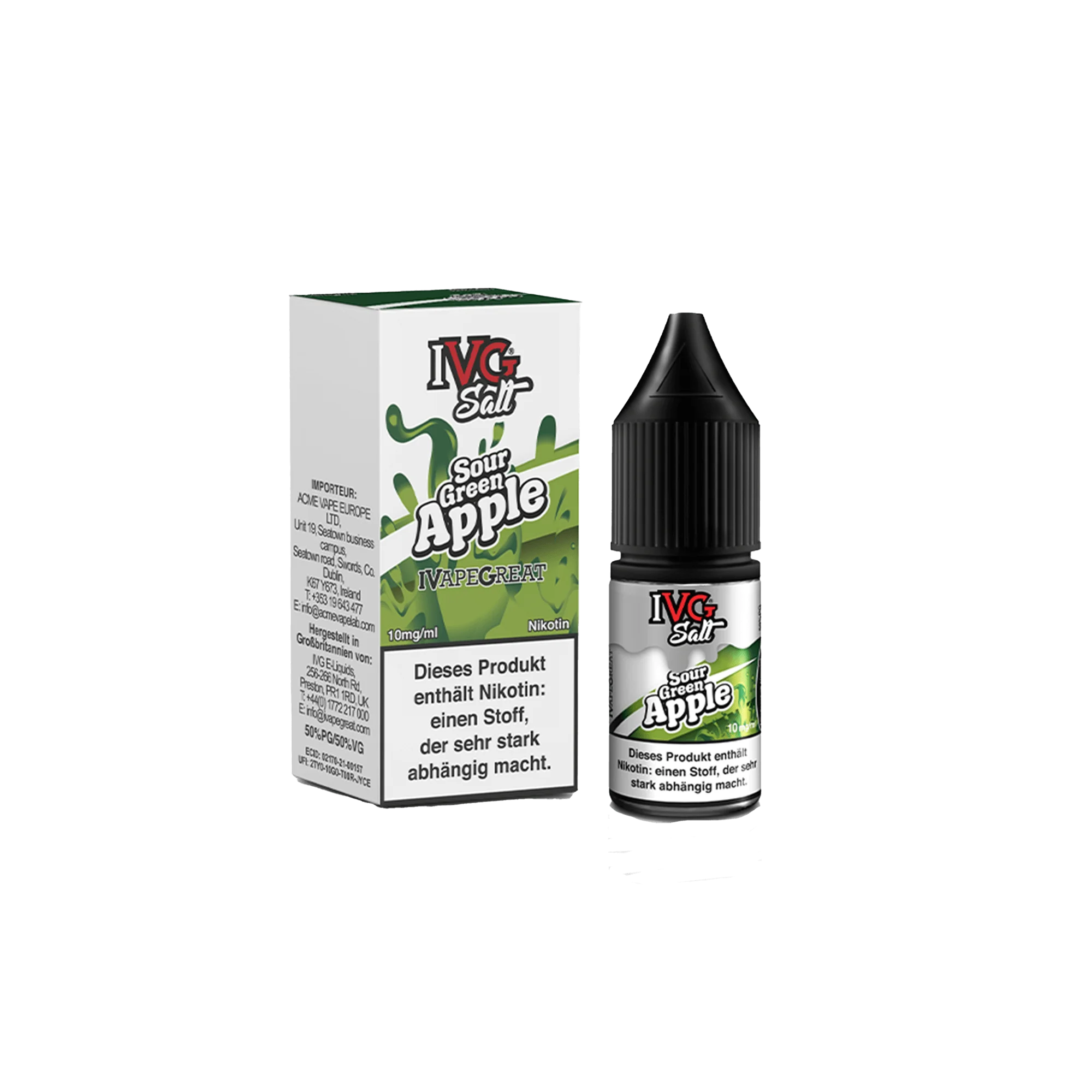 IVG Sour Green Apple 10 ml NicSalt Liquid