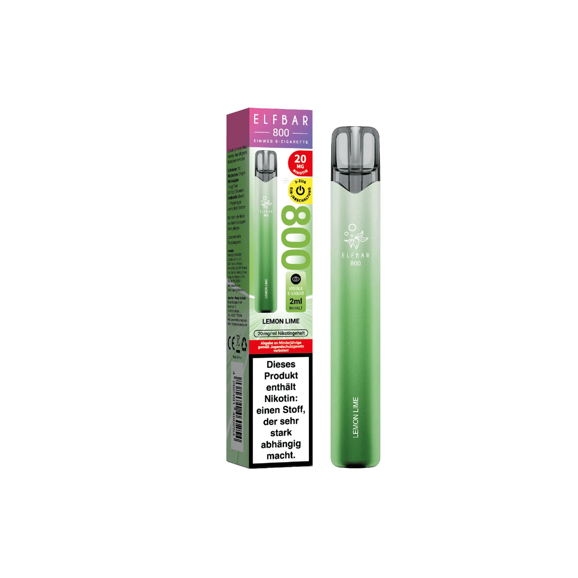 Elfbar 800 Lemon Lime Einweg E-Zigarette 20 mg