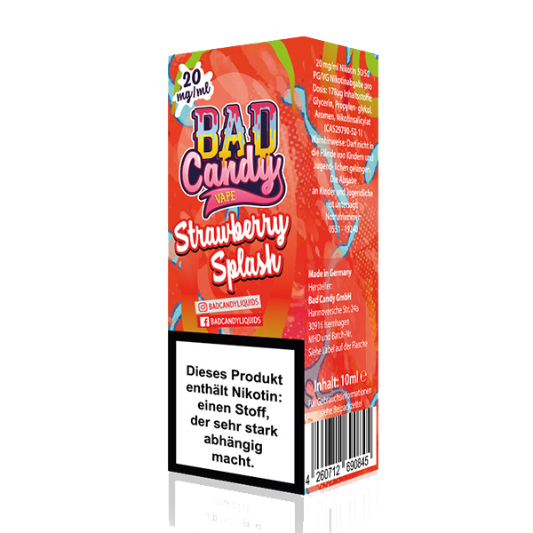 Bad Candy Nikotinsalz Liquid - Strawberry Splash 10ml | 20mg/ml