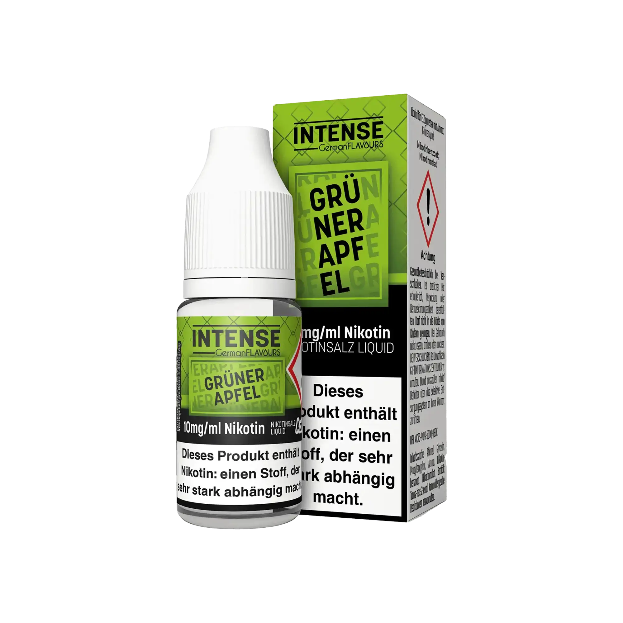 Intense Grüner Apfel 10 ml Nikotinsalz Liquid - 0 mg