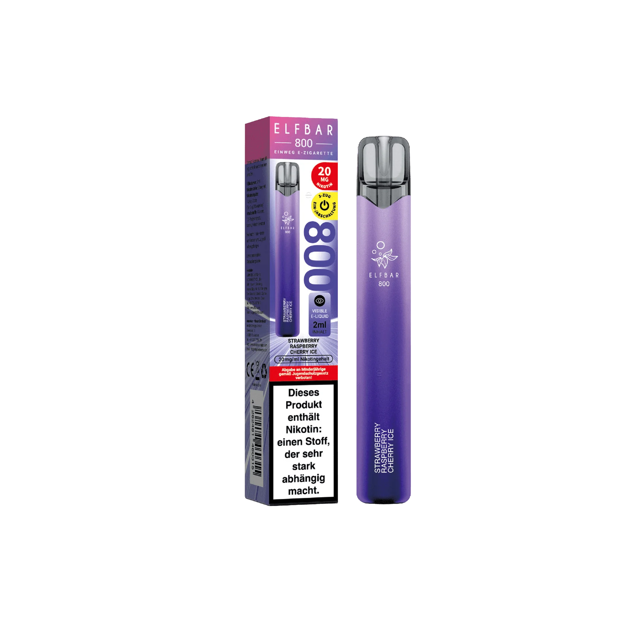 Elfbar 800 Strawberry Raspberry Cherry Ice Einweg E-Zigarette 20 mg
